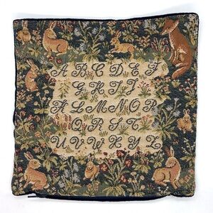 Goblys France Tapestry Pillow Cover Woodland Alphabet Fox Small EUC